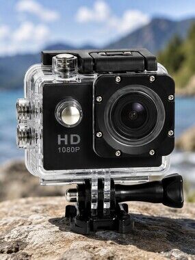 1080P HD Sports Action Camera Waterproof 30M 2" LCD w/ Accessories & Manual Open